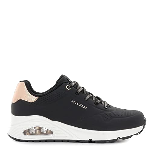 skechers uno shimmer away sneaker damen schwarz durabuck rose gold trim 38.5 EU