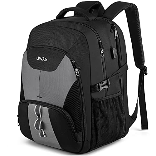 Rucksack Herren 50L Wasserdicht 17 Zoll Laptoptasche USB Anti Diebstahl Grau
