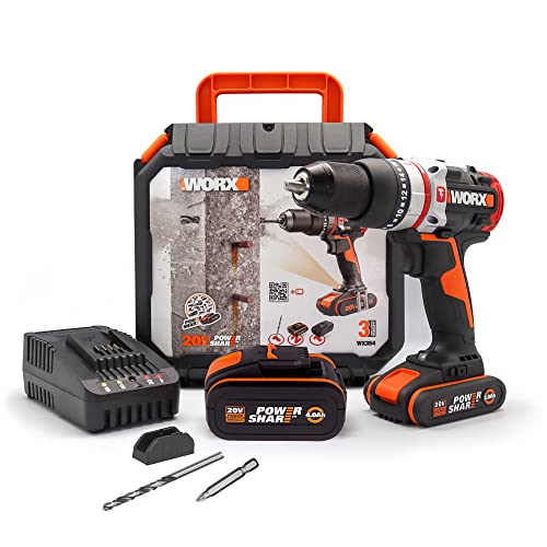 Produktbild: worx wx354.1 akku-schlagbohrschrauber, 20v power share akku, ladegerät