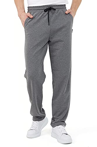 Joggers Uomo Cotone - Pantaloni Sportivi Lunghi da Allenamento, Grigio Scuro S