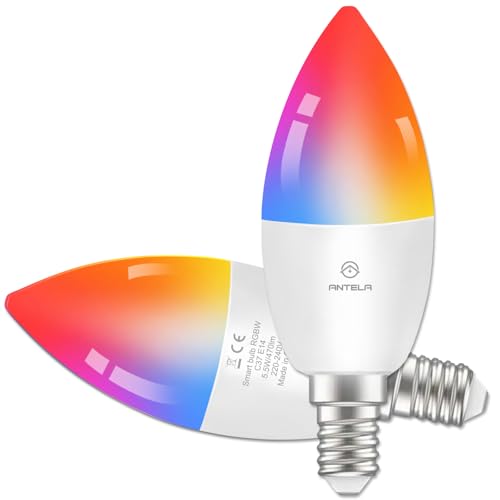 led e14 rgb lichtwoche antela alexa dimmbar smart wifi 2700-6500k 2 stück