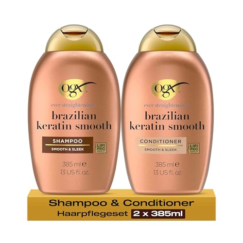 ogx Brazilian keratin smooth shampoo und conditioner set mit kokosöl und avocadoöl