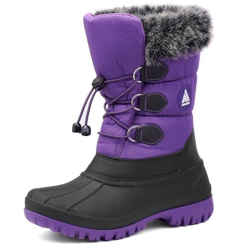 mishansha winterstiefel mädchen wasserdicht schneestiefel kinder gr.36 violett schwarz