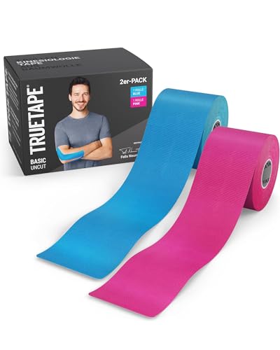 kinesiotape uncut duo 2 x 5 m 5 cm truetape wasserdicht elastisch blau pink