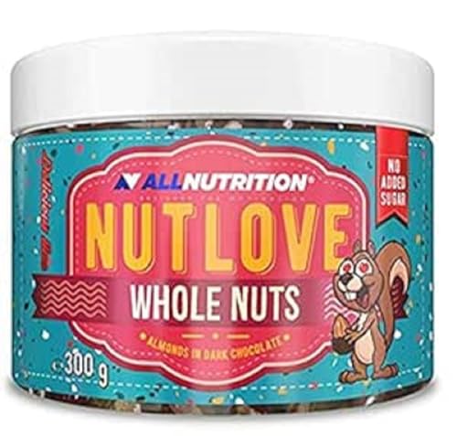 allnutrition nutlove erdnüsse in weißer schokolade, zuckerfreie süßigkeiten 300g