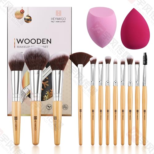 make up pinsel set heymkgo 14 teilig mit schwämmen für foundation und lidschatten