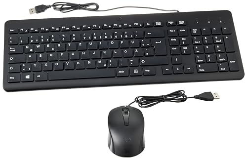 hp kabelgebundene maus-tastaturkombination, usb-a, 1600 dpi, qwertz, schwarz