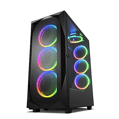 sharkoon rev300 rgb pc-gehäuse mit glasfenster, ATX, schwarz