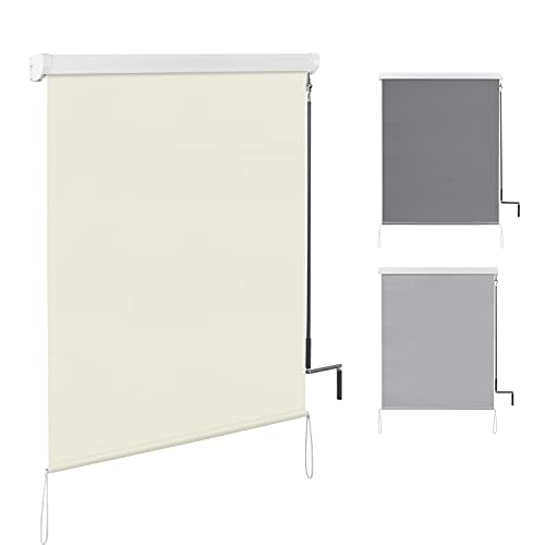 wOLTU senkrechtmarkise balkonmarkise mit handkurbel und kassette 140x240 cm beige