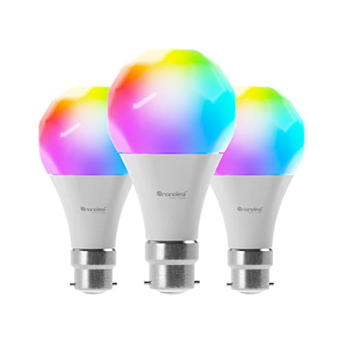 Produktbild: nanoleaf essentials glühbirne, 3 smarte rgbw b22 led lampen, bluetooth, 16 mio farben