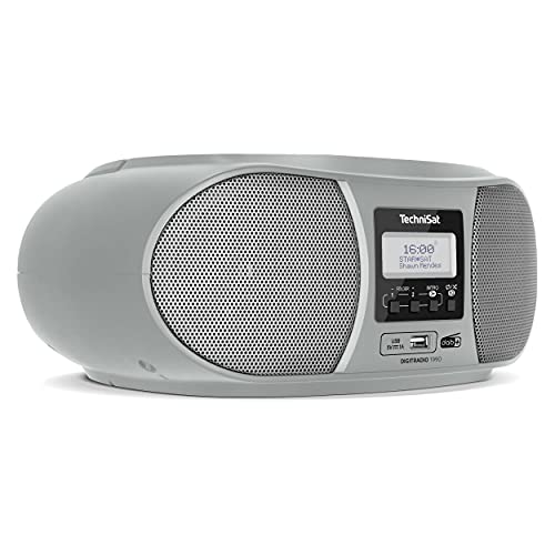 techniSat digitradio 1990 stereo boombox mit dab+, ukw, cd-player, bluetooth, usb, silber