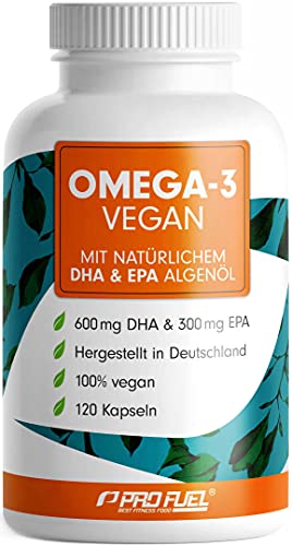 omega-3 vegan kapseln 120x, 2000 mg algenöl täglich, 600 mg dha, 300 mg epa