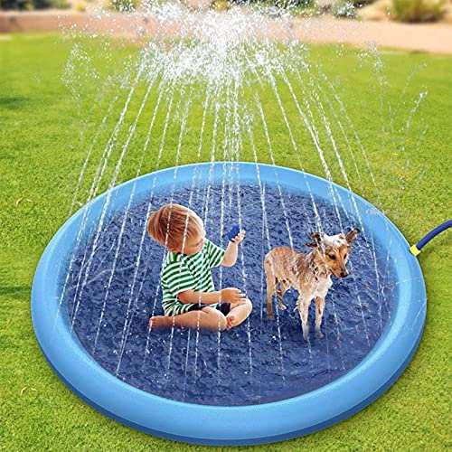 hund sprinkler pad, wasser sprühkissen für hunde und kinder, rutschfest 170cm