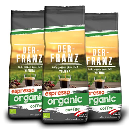 der-franz bio espresso kaffee ganze bohne 3 x 500 g intensität 5/5 arabica robusta