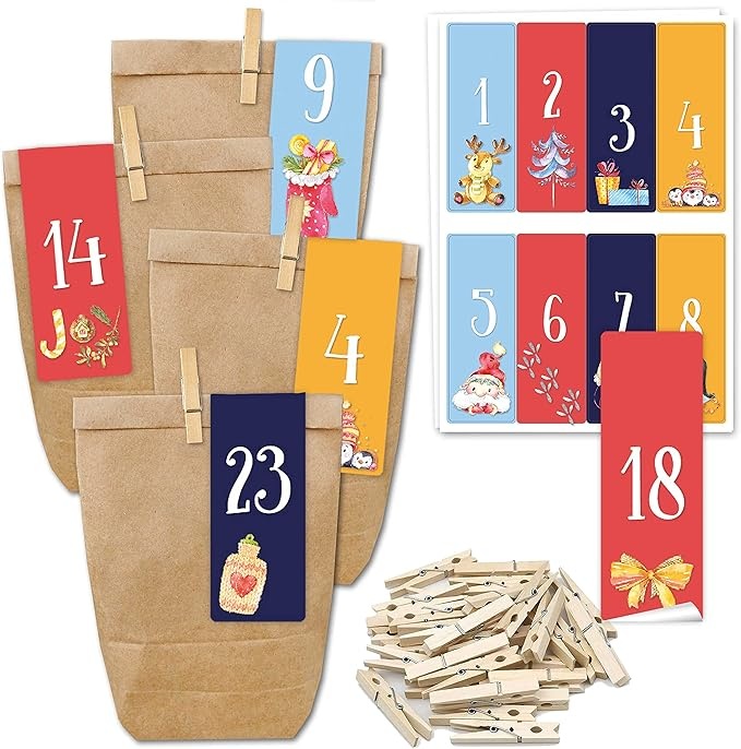 papierdrachen adventskalender 24 geschenktüten und aufkleber cozy christmas zum befüllen