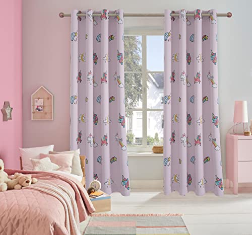 clothink vorhang kinderzimmer 140x210cm pink einhorn blickdicht ösen 1 stück