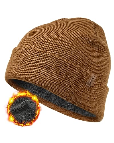 furtalk classic beanie unisex strickmütze warm mit polarfleece-futter für herren und damen