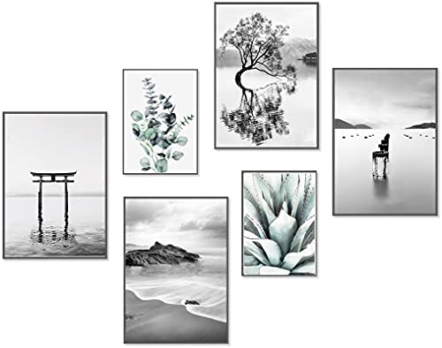 artpin poster set eukalyptus mint schwarz weiß bilder wanddeko 4x a4 2x a5