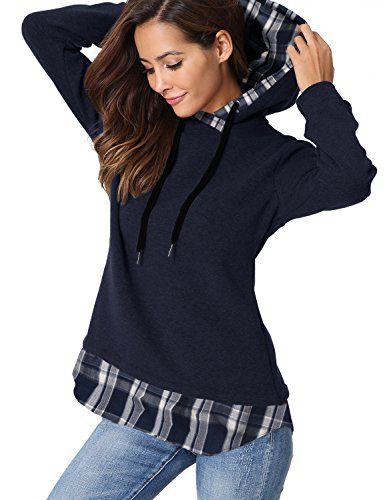 aitos damen hoodie kapuzenpullover sweatshirt zweifarbig longsleeve casual marine S
