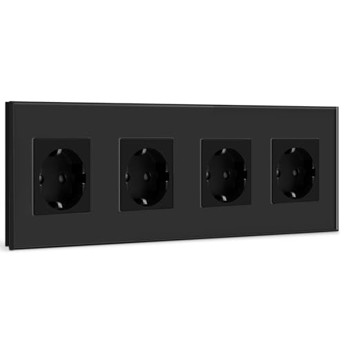 bseed 4-wege schuko steckdose kristallglas 16 a schwarz 299 mm