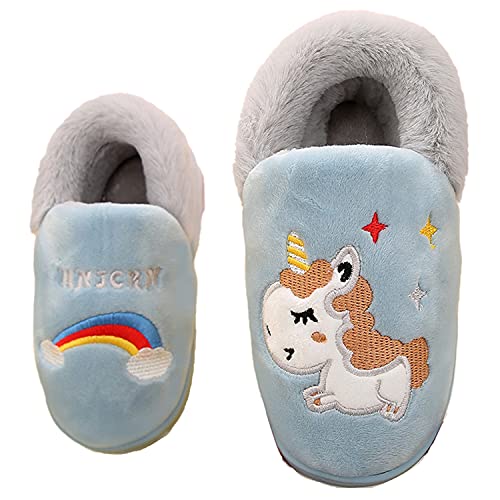 hausschuhe kinder unitysow plüsch pantoffeln rutschfest baumwolle winterschuhe see blau gr. 28/29