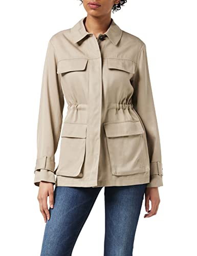 tommy hilfiger damen jacke tencel twill shacket beige, größe 40