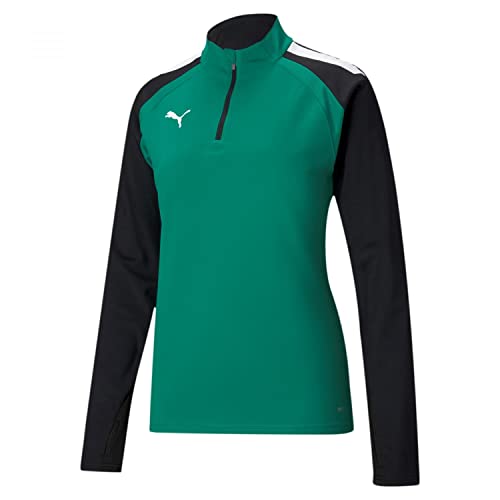 puma herren t-shirt teamliga 1/4 zip top in grün pepper green, size s