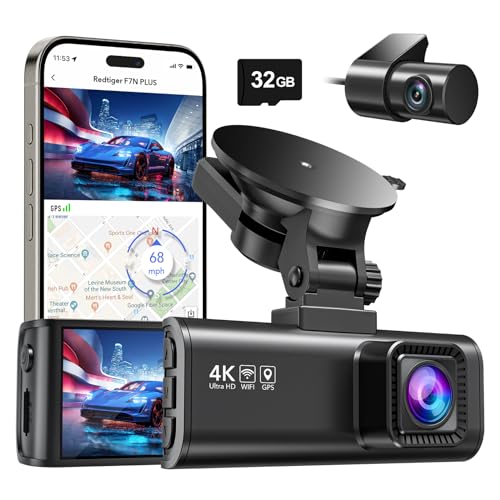 redtiger dashcam auto vorne hinten 4k 2,5k mit gps wifi 170 weitwinkel nachtsicht