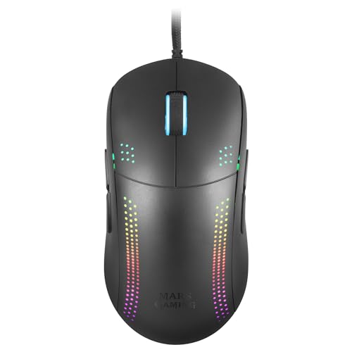 Produktbild: Mars Gaming MMPRO schwarze ultraleichte beidhändige RGB Gaming Maus 32K DPI