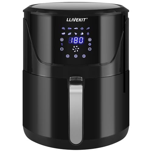 heißluftfritteuse llivekit 7 liter schwarz, digitaler led-touchscreen, 10 programme, 1800w