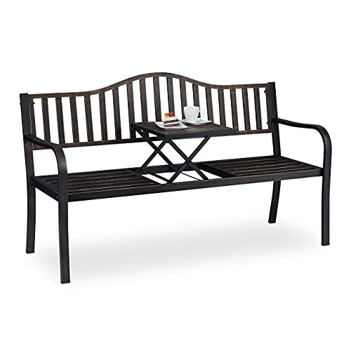 Gartenbank klappbar 150 x 58,5 cm schwarz-Bronze von Relaxdays