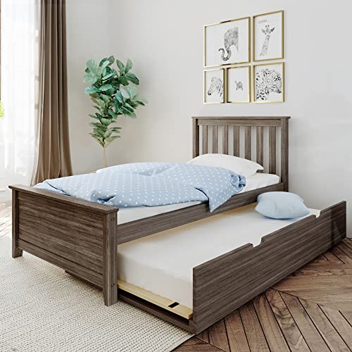 Produktbild: max & lily kinderbett 90x200cm mit lattenrost, ausziehbar, holz, braun-grau