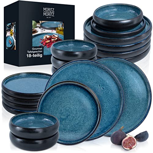 Moritz & Moritz steinzeug geschirr set blau, 16-teilig, solid