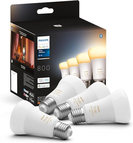 philips hue e27 led glühbirne 806lm dimmbar warm- bis kühlweiß 4er pack