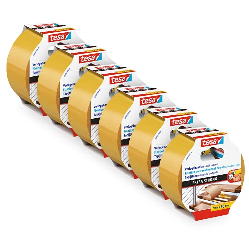 tesa verlegeband doppelseitig stark klebend 6er pack 10 m x 50 mm für teppich pvc