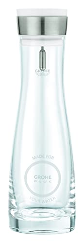 Produktbild: grohe blue glaskaraffe mit edelstahldeckel und kippverschluss, 1,0l, spülmaschinenfest