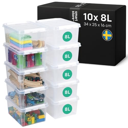Aufbewahrungsbox 8L mit Deckel 10er Set SmartStore Classic 34x25x16cm