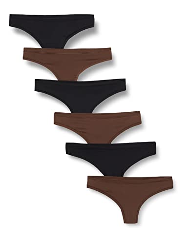Produktbild: amazon essentials damen mikrofaser unterwäsche hipster string 6er pack haselnuss schwarz