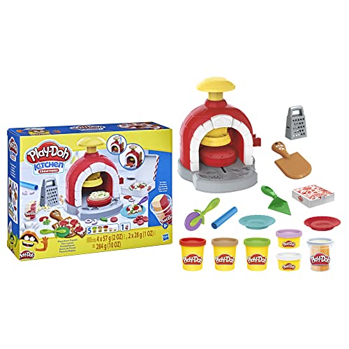 play-doh pizzabäckerei set, 4x57g und 2x28g knetmasse für kinder ab 3 jahren