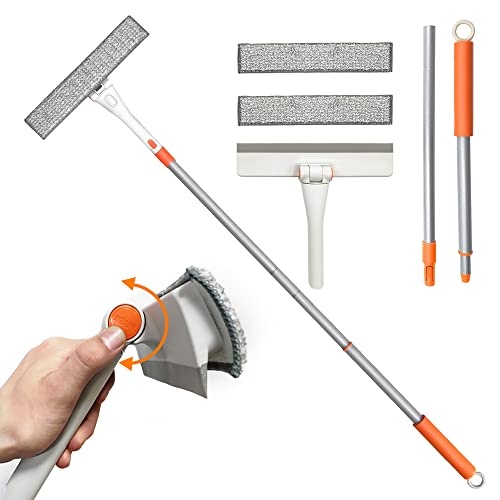 JEHONN Fensterputzer Set mit 120 cm Teleskopstange, Wischer & Mikrofasertuch