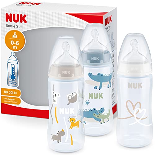 nuk babyflasche set 0-6 monate 300 ml mit temperature control und anti-colic ventil