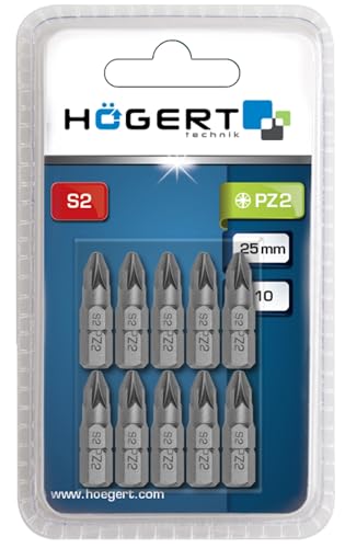 PZ2 schrauberbits 25 mm HÖGERT TECHNIK 5 Stück S2-Stahl 1/4" sechskantschaft Kreuzschlitz