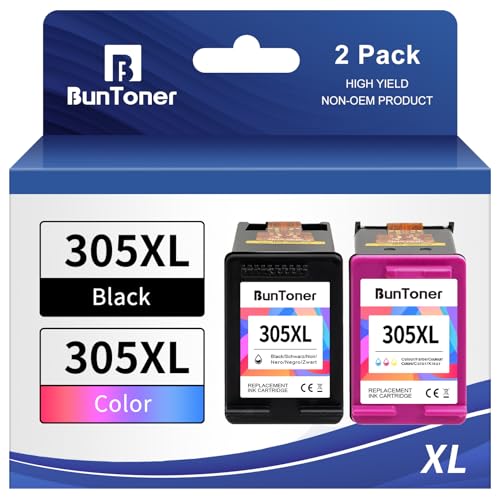 BunToner 305 XL Patronen kompatibel für HP DeskJet 2720e 4120e, Envy 6000, 2-Pack