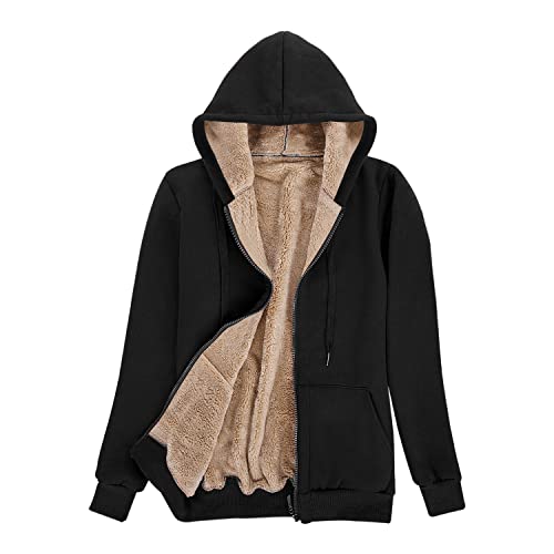 niwicee damen hoodie mit reißverschluss, fleece kapuzenpullover, winterjacke langarm