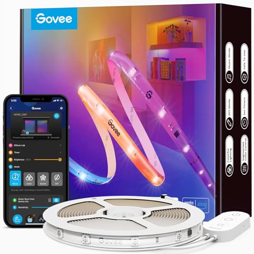 govee led strip 10m rgbic pro, smart leiste mit alexa und google assistant, app-steuerung, farbwechsel