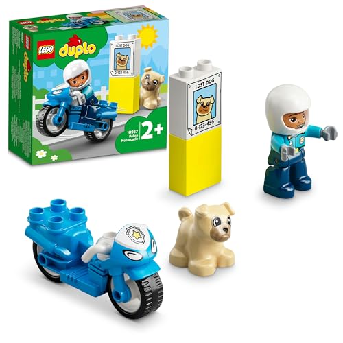 LEGO DUPLO polizeimotorrad, spielzeug für kleinkinder ab 2 jahren, motorikspielzeug