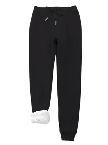 Produktbild: Imuedaen damen joggingshose fleece warm gefütterte sporthose mit tasche schwarz L