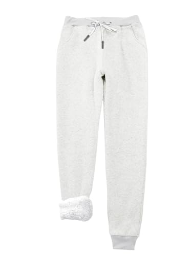 imuedaen joggingshose damen fleece warme sweatpants winter sporthose hellgrau XL
