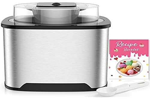 ice cream maker edelstahl mit abnehmbarem behälter und rezeptbuch