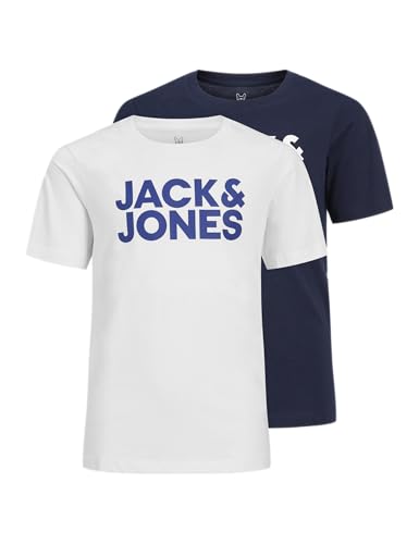 jack & jones junior t-shirt jjecorp logo 2er pack navy blazer/weiß, 140 eu